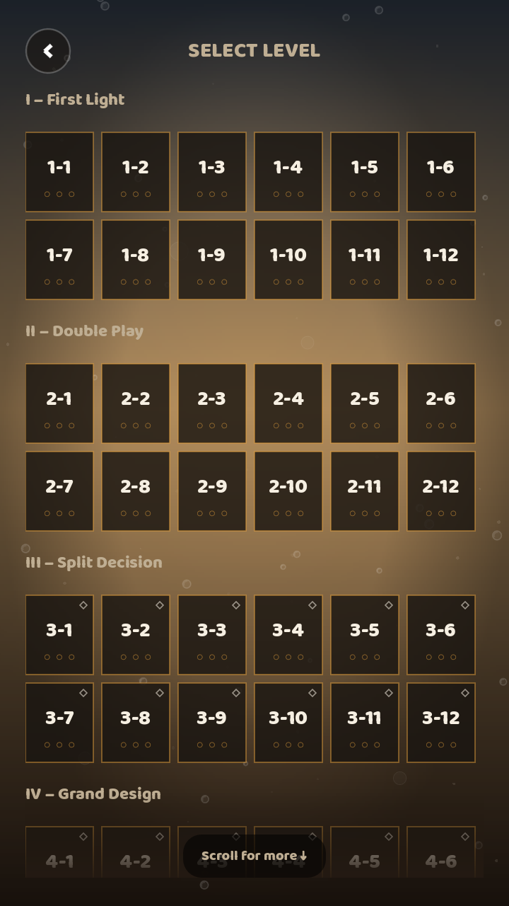 Laser Link level select showing puzzle chapters